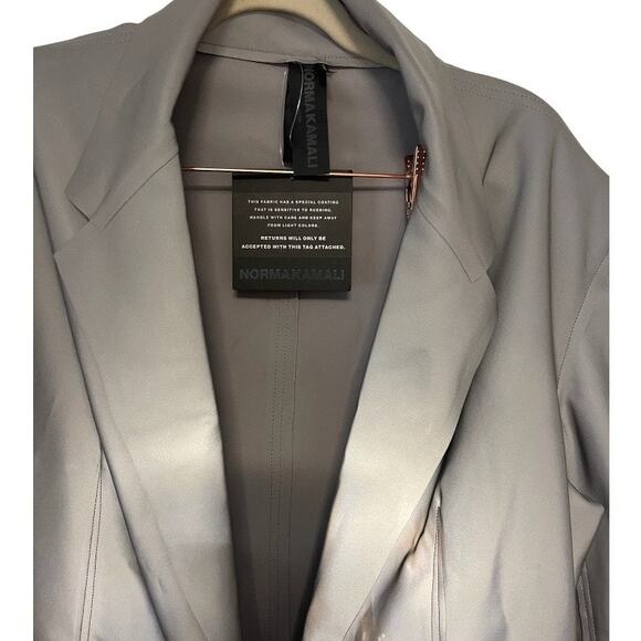 Norma Kamali Oversized Single Breasted Jacket Reflective Stretch Gray Size M/38 - Picture 6 of 14